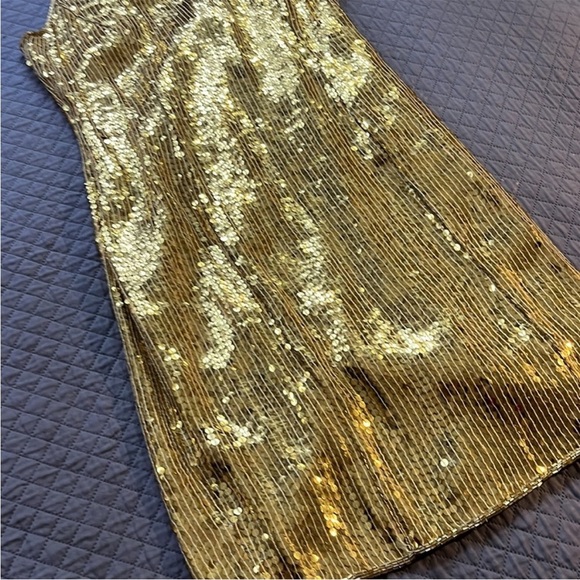 Vintage NWT Together Gold Sequin Sleeveless Mini Dress - Picture 3 of 10